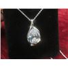 Image 8 : New Platinum-Plated 6.0 Ct Pear-Cut Cubic Zirconia Necklace With Adjustable 16-18" Chain.