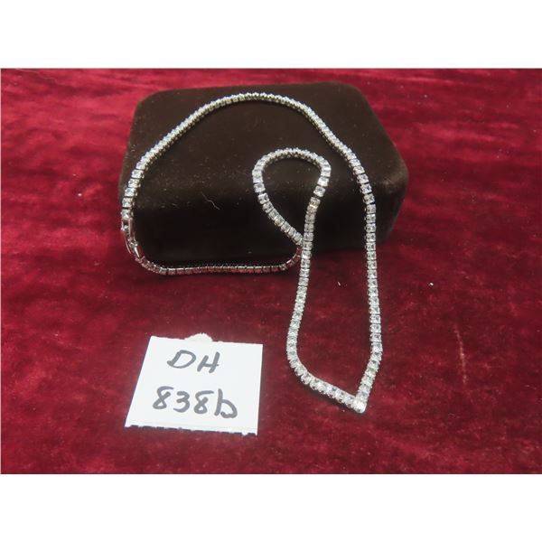 New Platinum-Plated 2.5 Mm Princess-Cut Tennis Necklace, 18" Long.