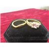 Image 2 : New 14K Gold-Plated 1.0 TCW Princess-Cut Cubic Zirconia Trinity Ring Set, Size 7.