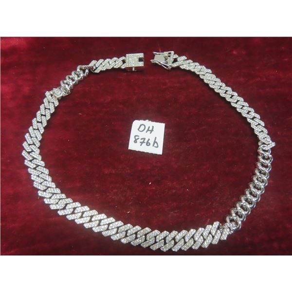 New Platinum Plated 14mm Simulated Diamond CZ Iced Out Cuban Link Necklace - 19.5" Long