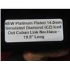 Image 7 : New Platinum Plated 14mm Simulated Diamond CZ Iced Out Cuban Link Necklace - 19.5" Long