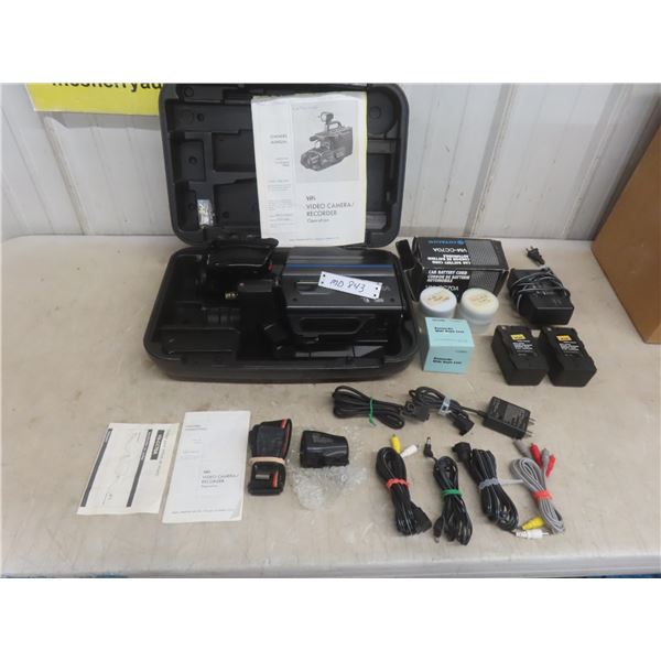 Vintage RCA VHS Video Camera Complete With Cables, Charger, 2 Batteries, Light, and More