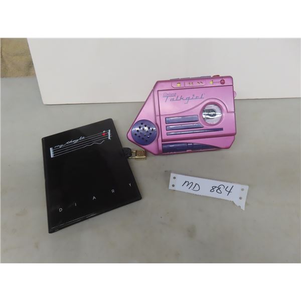 Pink Tiger Deluxe Talkgirl Portable Cassette Recorder, 1990s, With Diary Book, Keypad Lock