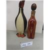 Image 1 : Two Vintage Italian Leather-Wrapped Decanters Including Penguin Wrapped