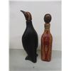 Image 2 : Two Vintage Italian Leather-Wrapped Decanters Including Penguin Wrapped