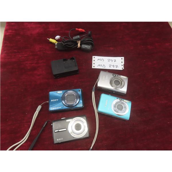 Four Digital Cameras Including Kodak, Canon, and Sony Cyber-Shot 12.1MP and More