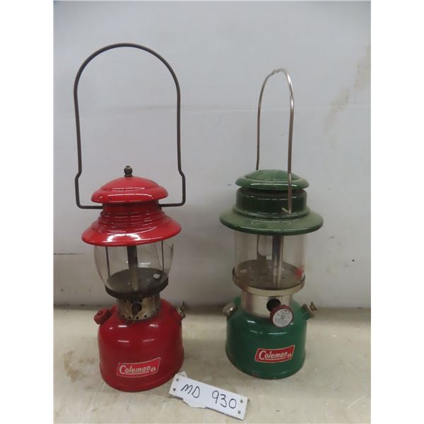 Two Coleman Lanterns: Model 200 (Glass Broken) and Model 335