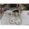 Image 1 : Vintage China And Glassware Including Casserole Dish, Lamp, And More.