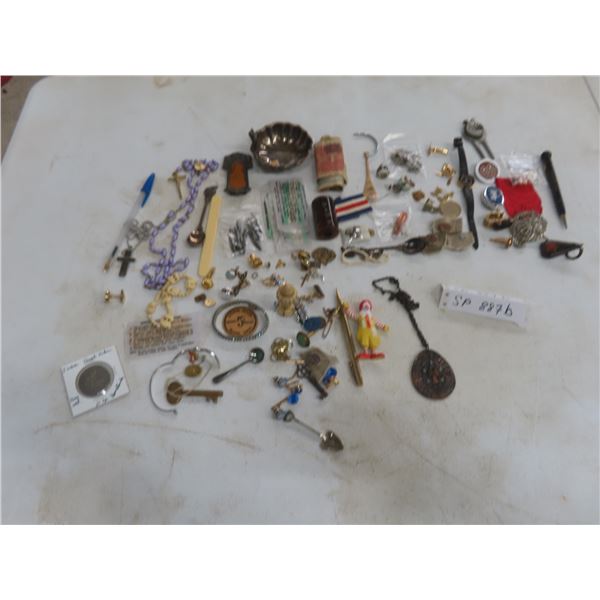 Collection of Bank Notes, Hat Badges, and Vintage Fashion Jewellery, and More