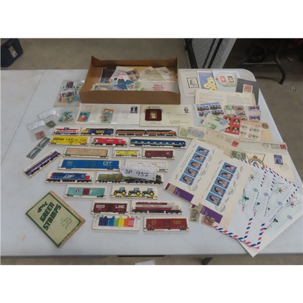 Vintage Canada Stamps and Envelopes, Plus Twenty Assorted Railroad Fridge Magnets (3"–8")