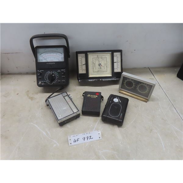 Vintage Barometer Temperature and Humidity, Micronta Portable Transistor Radios, and More