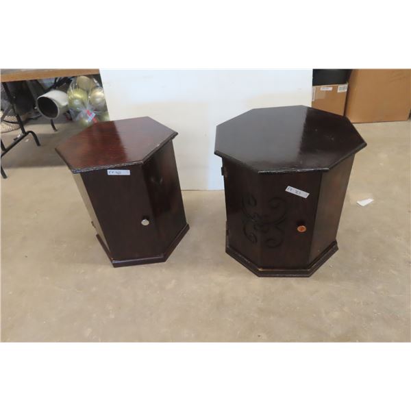 2 Wooden Drum End Tables 23'' H x 23'' Diameter 