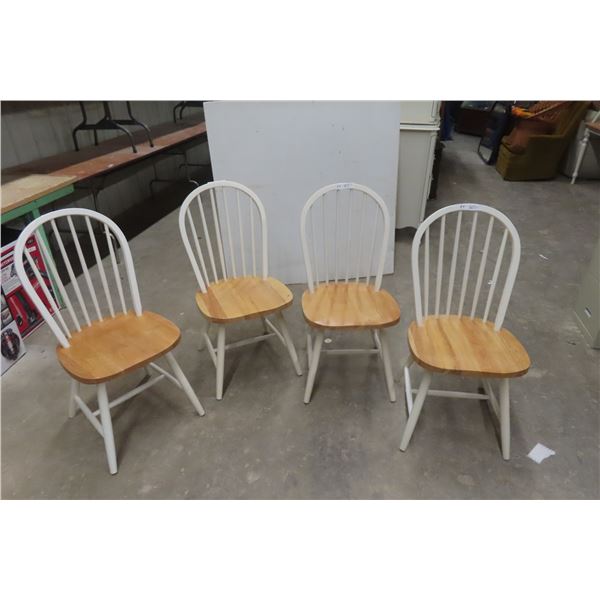 4 Country Style Wood Kitchen Chairs 