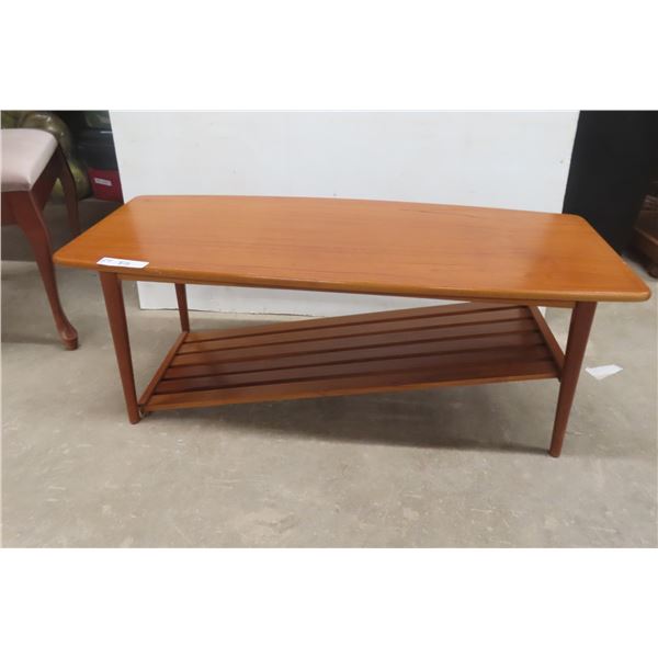 Teak Coffee Table 15'' x 41'' x 16'' Bottom Shelf is Not Broken But