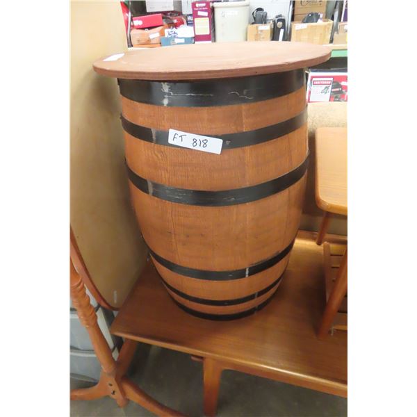 Wood Barrel with Top Added for End Table Use 23'' H x 15'' 