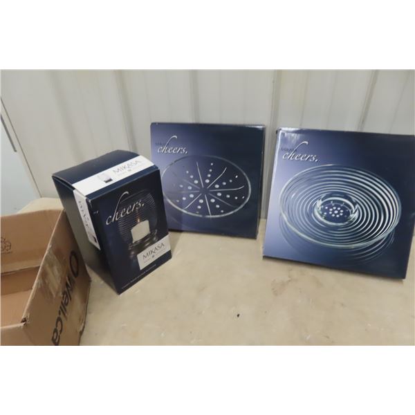 Mikasa Crystal, Serving Tray, Candelabra in Boxes 