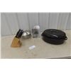 Image 1 : Roaster, Henckels Knife Set on Block, New Measuring Cup & Strainer 