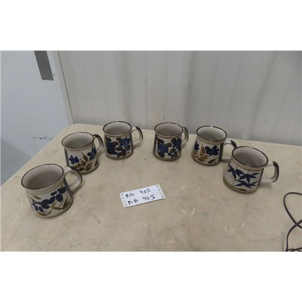 6 Festival Stoneware Coffee Mugs 