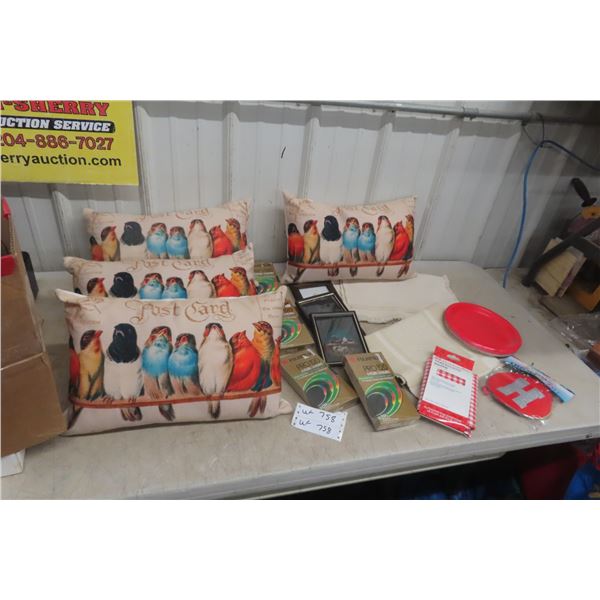 4 Cushions, Sealed Blank Recording VHS Tape, Table Cloth, 