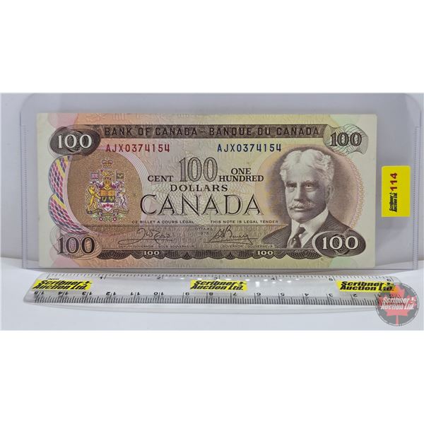Canada $100 Bill 1975 "X-Replacement" : Crow/Bouey #AJX0374154 (See Pictures for Varieties, Conditio