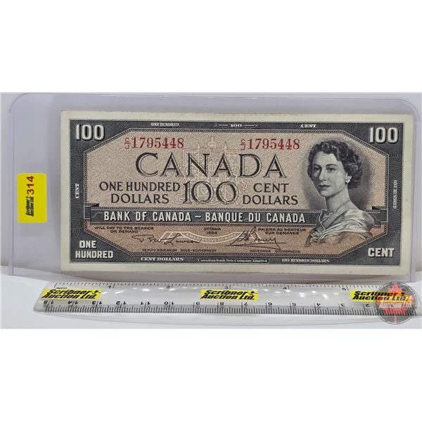 Canada $100 Bill 1954 : Lawson/Bouey #CJ1795448 (See Pictures for Varieties, Conditions, Serial Numb