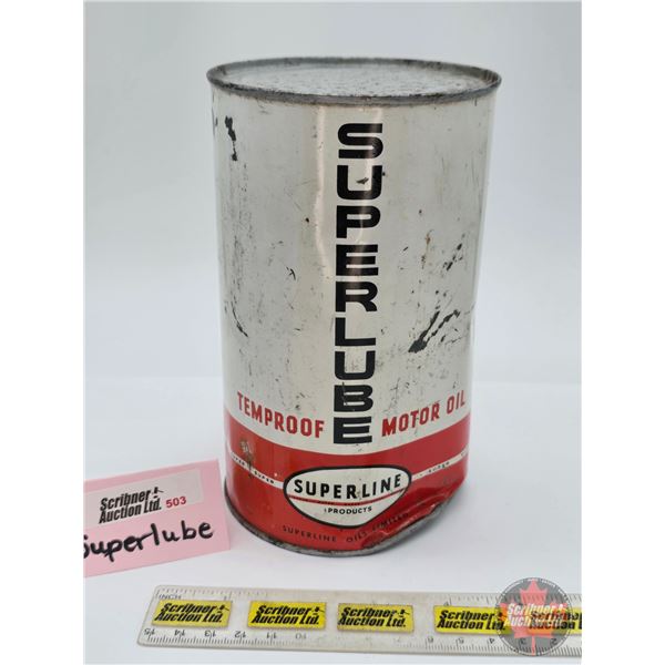 SUPERLINE Superlube Temproof One Imperial Quart Motor Oil Can (FULL) (6-3/4"H)