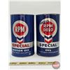 Image 2 : RPM Combo (2) : - SUPER RPM DELO Special Oil One Quart Can (FULL) (6-1/2"H) - RPM Special Motor Oil 
