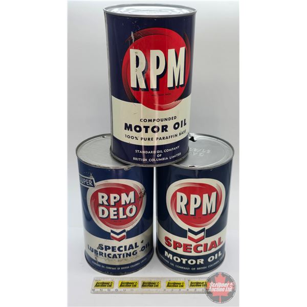 RPM Combo (3) : - RPM Compounded Motor Oil : 100% Pure Paraffin Base One Imperial Quart Can (6-5/8"H