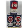 Image 2 : RPM Combo (3) : - RPM Compounded Motor Oil : 100% Pure Paraffin Base One Imperial Quart Can (6-5/8"H