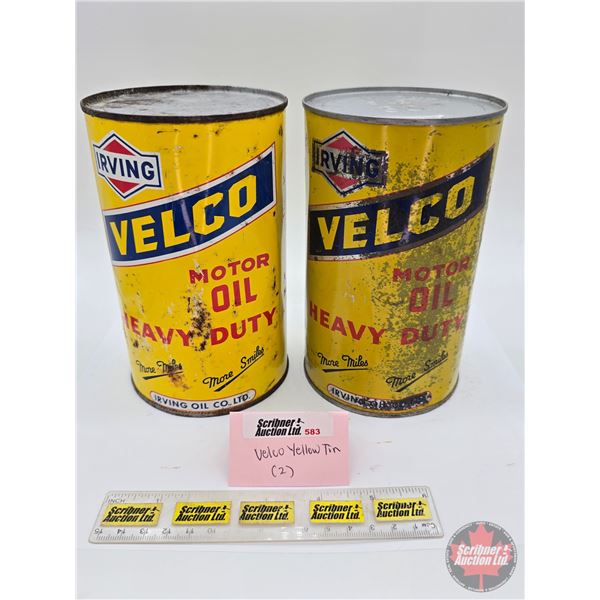 IRVING VELCO Combo (2) : Heavy Duty Motor Oil One Imperial Quart Cans (6-1/2"H)