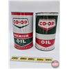 Image 2 : CO-OP Combo (2) : - Premium Oil One Imperial Quart Can (6-1/2"H) - Oil One Imperial Quart Can (FULL)