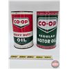 Image 2 : CO-OP Combo (2) : - Heavy Duty Oil One Imperial Quart Can (6-1/2"H) - Regular Motor Oil One Imperial
