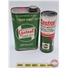 Image 1 : CASTROL Combo (2) : - Wakefield Castrol 2-Stroke Cycle Motor Oil One Imperial Quart Tin (8"H x 4-1/2