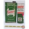 Image 2 : CASTROL Combo (2) : - Wakefield Castrol 2-Stroke Cycle Motor Oil One Imperial Quart Tin (8"H x 4-1/2
