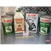 Image 1 : CASTROL GROUP (4) : - Motorcycle Injector Oil 40 Fl. OZ. Tin (7-5/8"H x 4-1/2"W x 2-1/4"D) - Motorcy