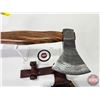 Image 2 : HATCHET : Damascus w/Leather Sheath (Consignor Tag ~ 1/4LB Damascus Hatchet w/Leather Sheath) (Total