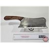 Image 1 : KNIFE : Cleaver (Consignor Tag ~ 2-1/2lb Cleaver : Walnut Handle)  (Total Length : 37"H)