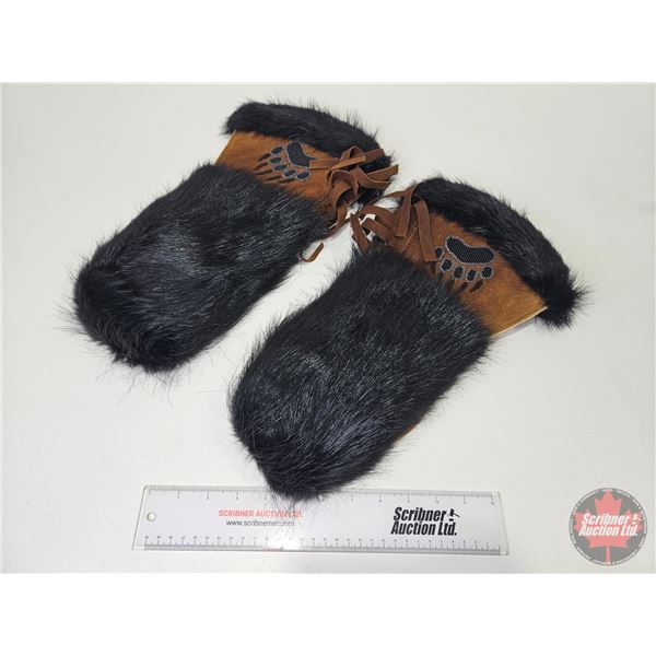MITTS : Fur, Leather & Beads
