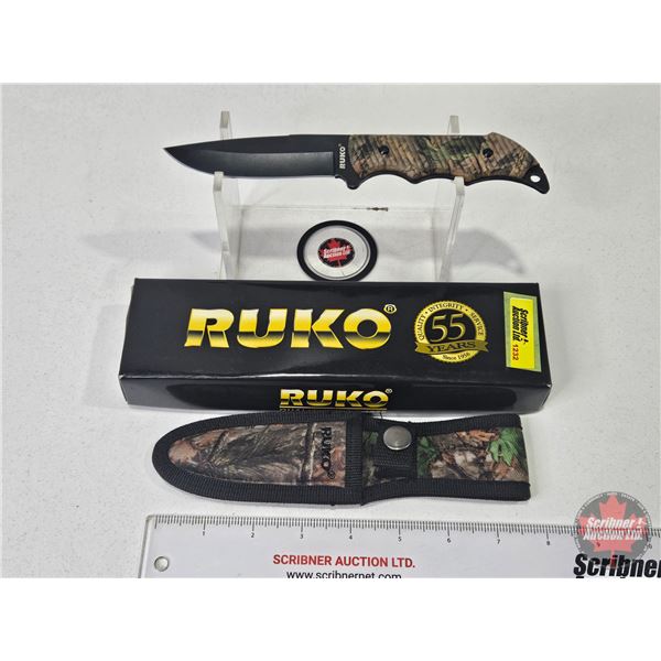 KNIFE : Ruko 100 w/Sheath & Original Box  (Box Measures : 1"H x 9-1/4"W x 2-3/4"W)