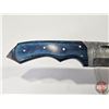 Image 2 : KNIFE : Machete w/Leather Sheath (Consignor Tag ~ Damascus Machete : 11" Blade : Waterfall Pattern :