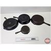 Image 2 : Cast Iron Frying Pans (4)  (Largest Measures : 10-1/2"Dia)