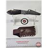 Image 1 : FOLDING KNIFE : Tanto (Consignor Tag ~ Damascus Tanto Folding w/Bolster Walnut Handle) (Holder Measu