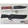 Image 1 : KNIFE : Bowie w/Sheath (Consignor Tag ~ Stainless Bowie : Cherry Wood Handle : Leather Sheath) (Tota