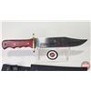 Image 2 : KNIFE : Bowie w/Sheath (Consignor Tag ~ Stainless Bowie : Cherry Wood Handle : Leather Sheath) (Tota
