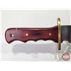 Image 3 : KNIFE : Bowie w/Sheath (Consignor Tag ~ Stainless Bowie : Cherry Wood Handle : Leather Sheath) (Tota