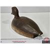 Image 2 : DUCK DECOY : Wooden (Consignor Tag ~ Bluebill Hen : Working Decoy : Glass Eye) (Measures : 5-1/4"H x