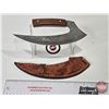 Image 1 : KNIFE : Ulu (Consignor Tag ~ 6" Damascus Ulu) (Total Length : 9-1/2"L)