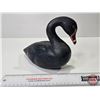 Image 1 : SWAN DECOY : Wooden (Consignor Tag ~ Hand Carved & Painted : Black Swan by Pacific Rim Carvers) (Mea