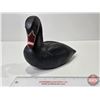 Image 4 : SWAN DECOY : Wooden (Consignor Tag ~ Hand Carved & Painted : Black Swan by Pacific Rim Carvers) (Mea