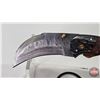 Image 8 : KNIFE : Folding (Consignor Tag ~ Damascus Hawk Bill Folder : Laminate & Walnut Handle : Nice File Wo